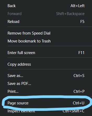 page source opera