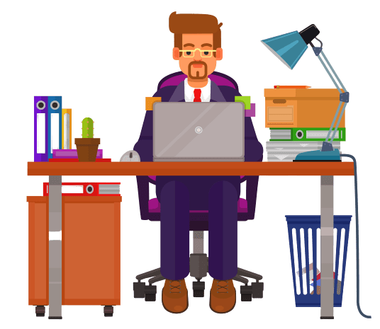 Person sitting in front of a desk