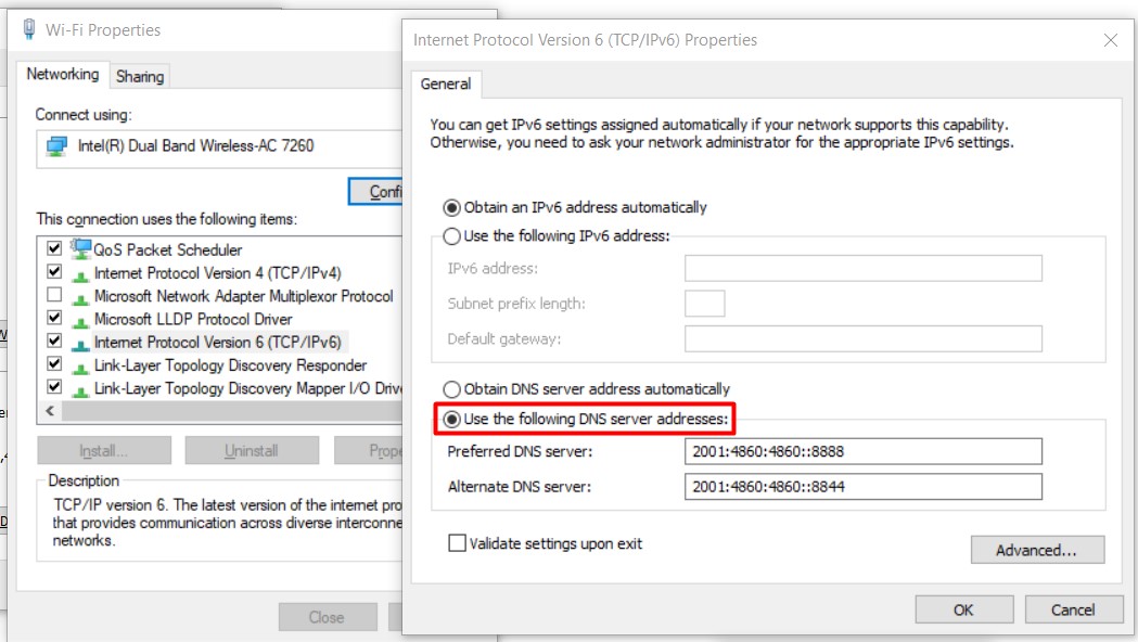 DSN Server addresses
