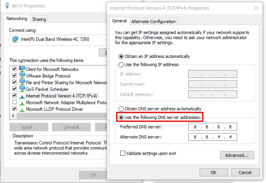 DSN Server addresses
